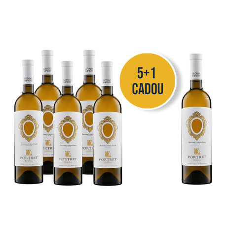 Beverages 5x Vin Alb Gitana Portret Chardonnay-Feteasca Regala Sec 0.75L + 1 CADOU