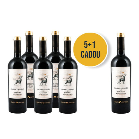 Beverages Taxă de Ambalaj 5x Vin Rosu Crama Ceptura Astrum Cervi Cabernet Sauvignon Demisec 0.75L + 1 CADOU