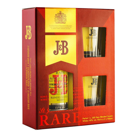 Beverages Taxă de Ambalaj Whisky J&B Rare Blended 40% 0.7L + 2 Pahare